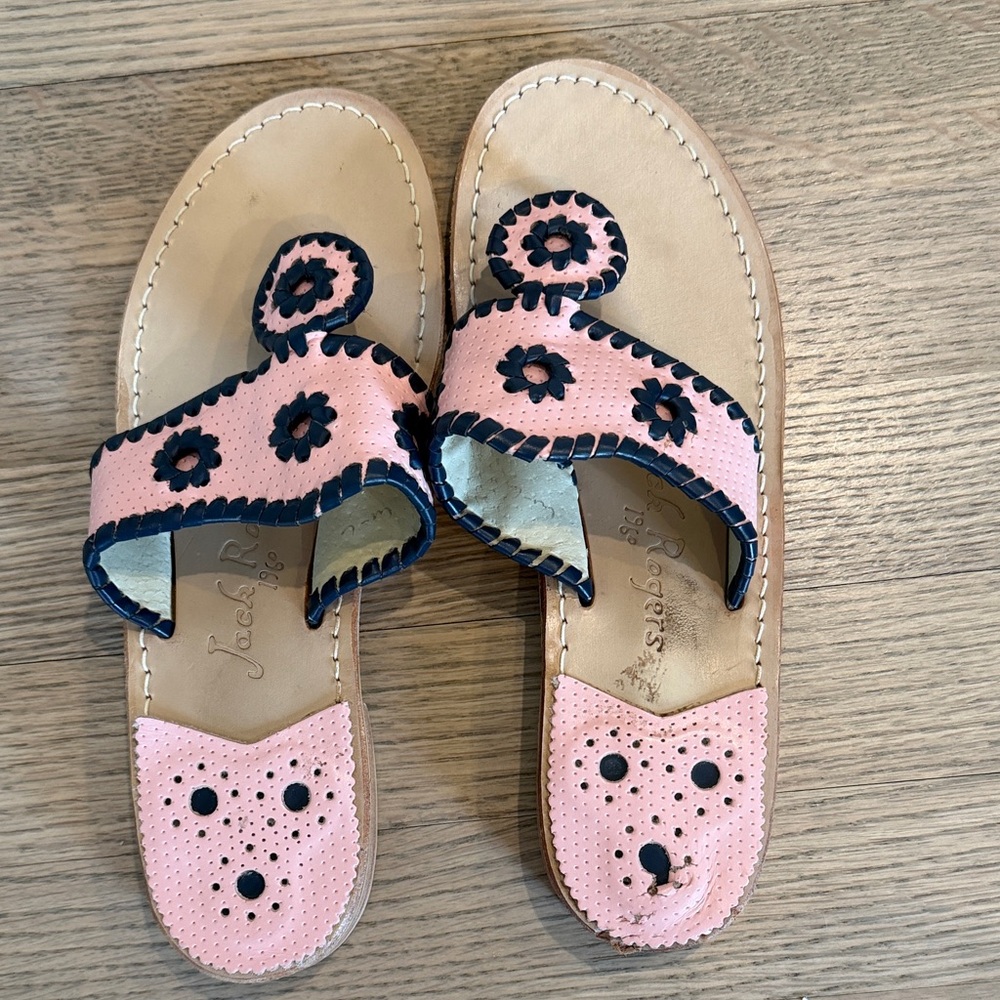 Jack Rogers Pink and Navy Floral Sandals